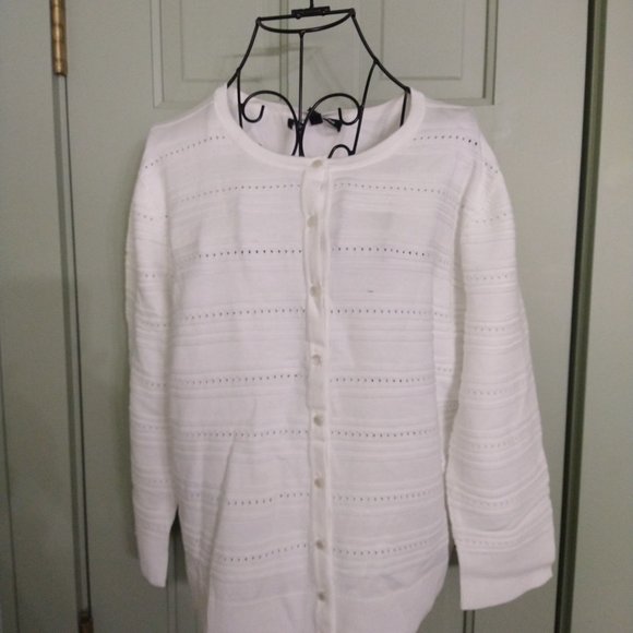 Cable & Gauge Lightweight Off-White 3/4 Sleeve Cardigan LG - Picture 1 of 4